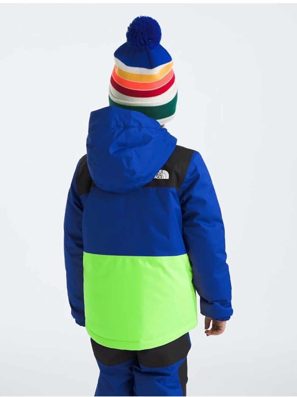 The North Face Blue, Neon Green & Black Hooded Colorblock Jacket